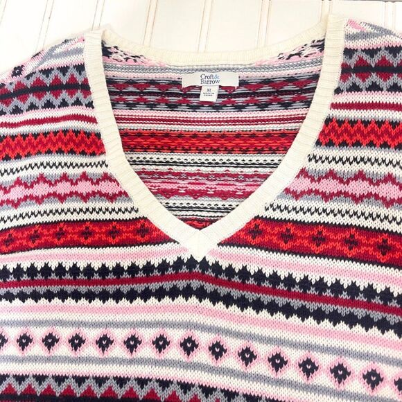 Women's  Striped Patterned V Neck| Pullover Sweater XL - Picture 13 of 13